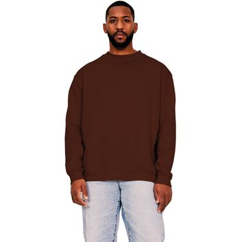 Casual Classics Ringspun Blended 280 Oversize Extended Neck Sweat - Chocolate