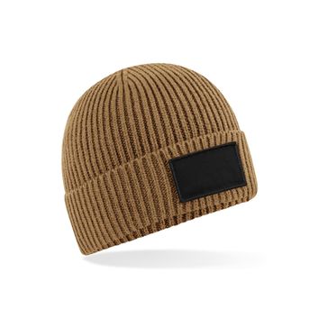 Beechfield Fashion Patch Beanie Biscuit/Black
