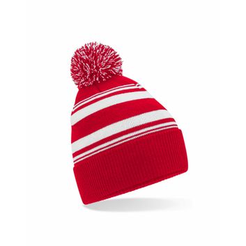 Beechfield Striped Fan Beanie Black/Classic Red