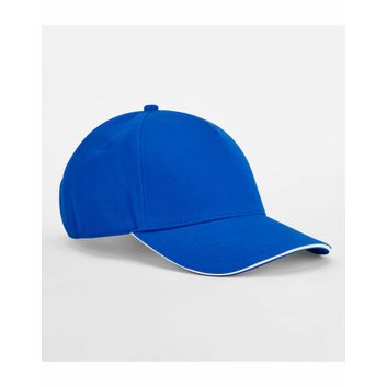 Beechfield EarthAware® Classic Organic Cotton 5 Panel Cap - _x000D_ Sandwich Peak Bright Royal/White