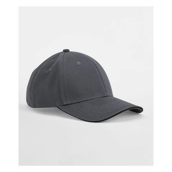 Beechfield EarthAware® Classic Organic Cotton 6 Panel Cap - _x000D_ Sandwich Peak Graphite Grey/Black