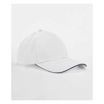 Beechfield EarthAware® Classic Organic Cotton 6 Panel Cap - _x000D_ Sandwich Peak White/French Navy