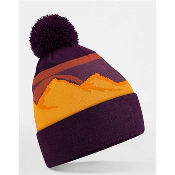 Beechfield Mountain Peaks Pom Pom Beanie Desert Peaks