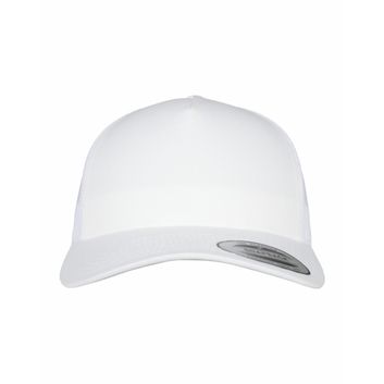 Flexfit 5 Panel Retro Trucker Cap White