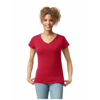 Gildan Softstyle® Ladies' V-Neck T-Shirt Cherry Red
