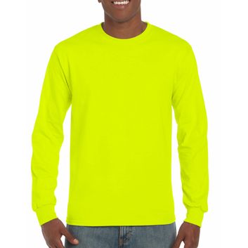 Gildan Ultra Cotton™ Adult Long Sleeve T-Shirt Safety Green