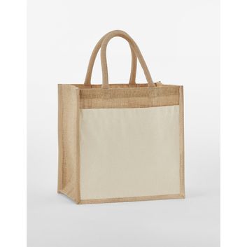 Westford Mill Cotton Pocket Natural Starched Jute Midi Tote Natural