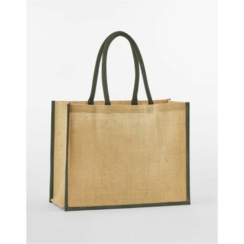 Westford Mill Natural Starched Jute Classic Shopper Natural/Olive Green