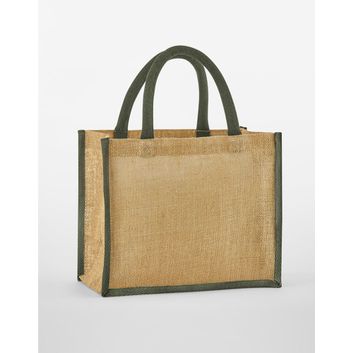 Westford Mill Natural Starched Jute Midi Tote Natural/Olive Green