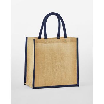 Westford Mill Natural Starched Jute Mini Gift Bag Natural/Navy