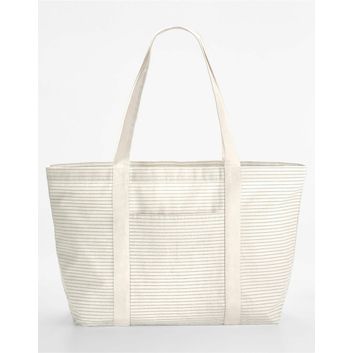 Westford Mill Striped Organic Cotton Shopper Grey Stripe
