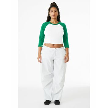 Bella Women's Micro Rib 3/4 Raglan Tee White/Kelly