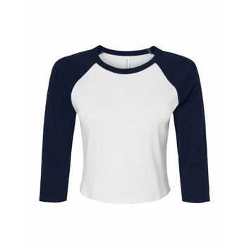 Bella Women's Micro Rib 3/4 Raglan Tee White/Navy