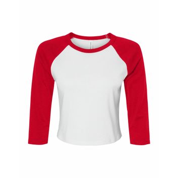 Bella Women's Micro Rib 3/4 Raglan Tee White/Red