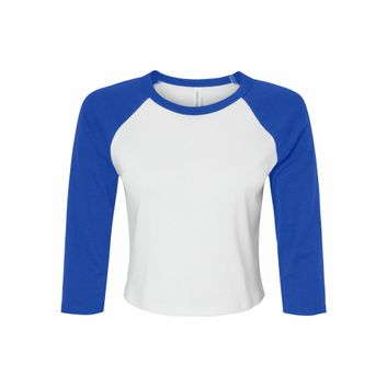 Bella Women's Micro Rib 3/4 Raglan Tee White/True Royal
