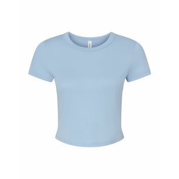 Bella Women's Micro Rib Baby Tee Solid Baby Blue Blend