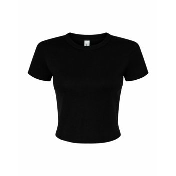 Bella Women's Micro Rib Baby Tee Solid Black Blend