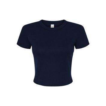 Bella Women's Micro Rib Baby Tee Solid Navy Blend