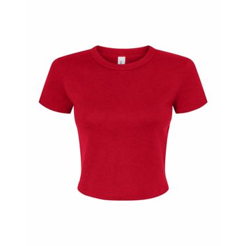 Bella Women's Micro Rib Baby Tee Solid Red Blend