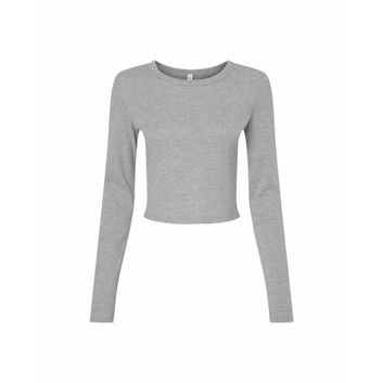 Bella Women's Micro Rib Long Sleeve Tee Athletic Heather