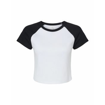 Bella Women's Micro Rib Raglan Baby Tee White/Black