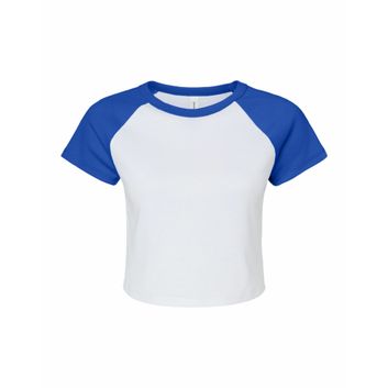Bella Women's Micro Rib Raglan Baby Tee White/True Royal