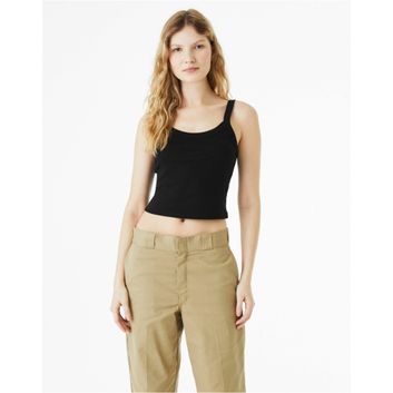 Bella Women's Micro Rib Strap Tank _x000D_ Solid Black Blend