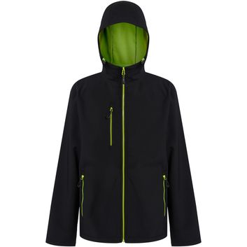 Regatta Professional Navigate 2 Layer Hooded Softshell Jacket - Black/Lime