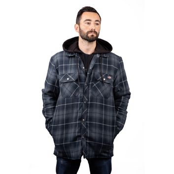 Dickies Fleece Hood Flannel Shirt Jacket Navy