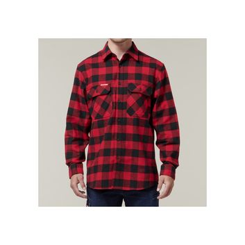 Hard Yakka Long Sleeve Check Flannel Shirt Red