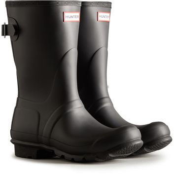 Hunter Short Back Adjustable Wellington Boots Black