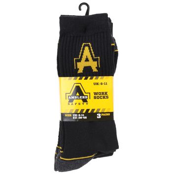 Amblers Amblers Heavy Duty Work Socks 3 pack Black alternative