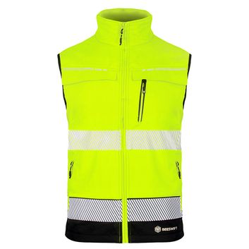 Beeswift Deltic Two-Tone Hi-Vis Softshell Rail Bodywarmer Saturn Yellow / Navy alternative