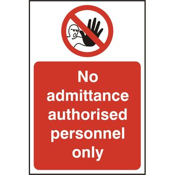 Authorised Personnel Rigid PVC Sign White/Red (5 Pack)