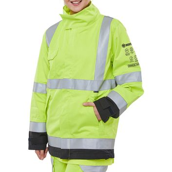 Beeswift Arc Complinant Woven Hi-Vis Two-Tone Jacket Saturn Yellow / Navy