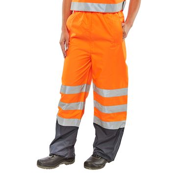 Beeswift Belfry Two-Tone Hi-Vis Waterproof Trousers Orange / Navy