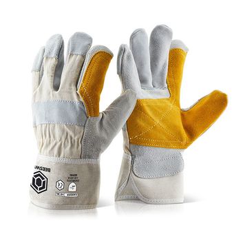 Beeswift Canadian Double Palm High Quality Rigger Gloves White (10 Pack)