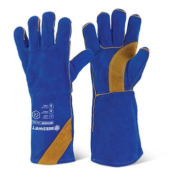 Beeswift Cat2 High Quality Welders Gauntlet Gloves 16" Blue (10 Pack)