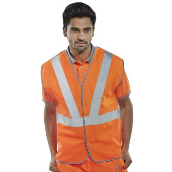 Beeswift Hi-Vis Rail Spec Vest (Polyester) Orange alternative