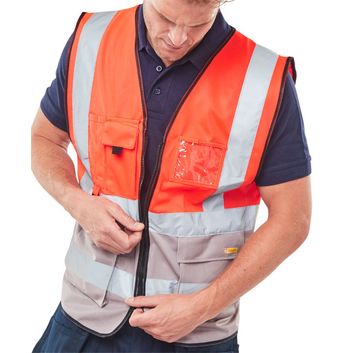 Beeswift Hi-Vis Two Tone Executive Id Vest Red/Grey alternative