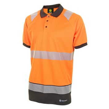 Beeswift Deltic Hi-Vis Two Tone Short Sleeve Polo Shirt Orange / Black