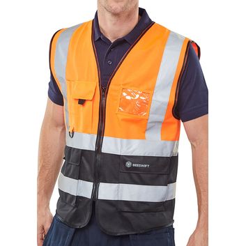 Beeswift Hi-Vis Two Tone Executive Id Vest Orange / Black