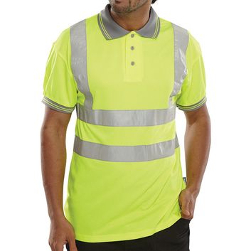 Beeswift Short Sleeve Hi-Vis Polo Shirt Saturn Yellow