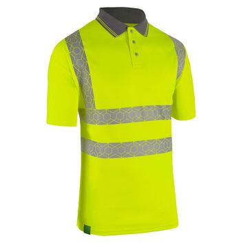 Beeswift Envirowear Hi-Vis Short Sleeve Recyclable Polo Shirt Saturn Yellow