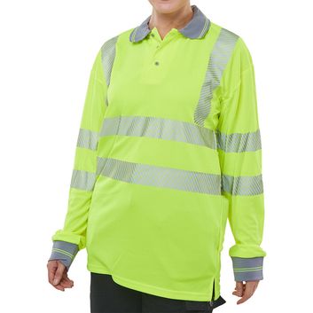 Beeswift Executive Hi-Vis Long Sleeve Polo Shirt Saturn Yellow