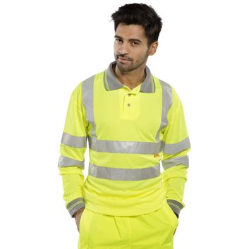 Beeswift Long Sleeve Hi-Vis Polo Shirt Saturn Yellow alternative