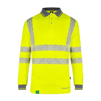 Beeswift Envirowear Hi-Vis Long Sleeve Recyclable Polo Shirt Saturn Yellow alternative