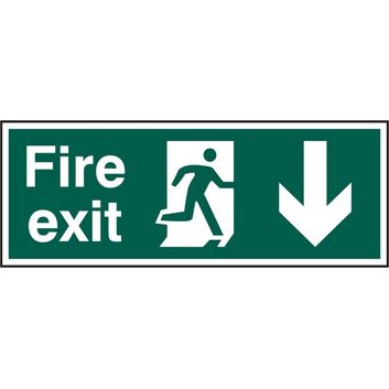 Beeswift Fire Exit Down Arrow Sign Rigid PVC Green (5 Pack)