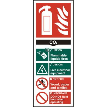 Beeswift Fire Extinguisher Co2 Sign Rigid PVC White (5 Pack)