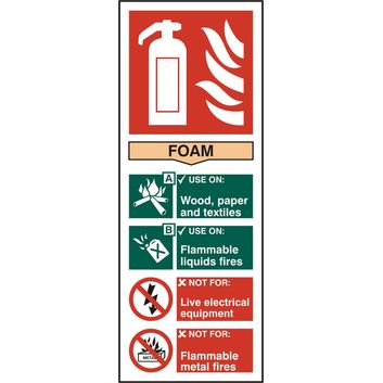Beeswift Fire Extinguisher Foam Sign Rigid PVC White (5 Pack)